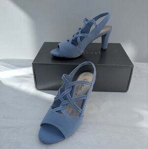 Sky blue slingback heels